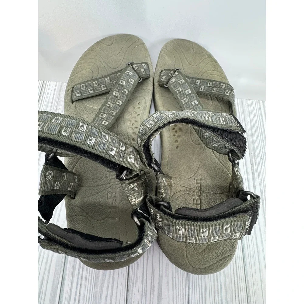 LL Bean Mens Olive‎ Green Sport Sandals Size 11 M Adjustable Strap Outdoor